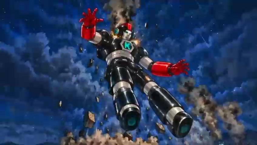 Robot gigante volando en una escena de acción de KOSMOS